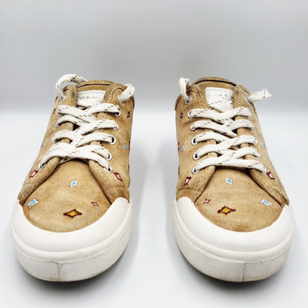 rag & bone Standard Issue Dune Tan Embroidered Lace-Up Sneakers Women's Size 36